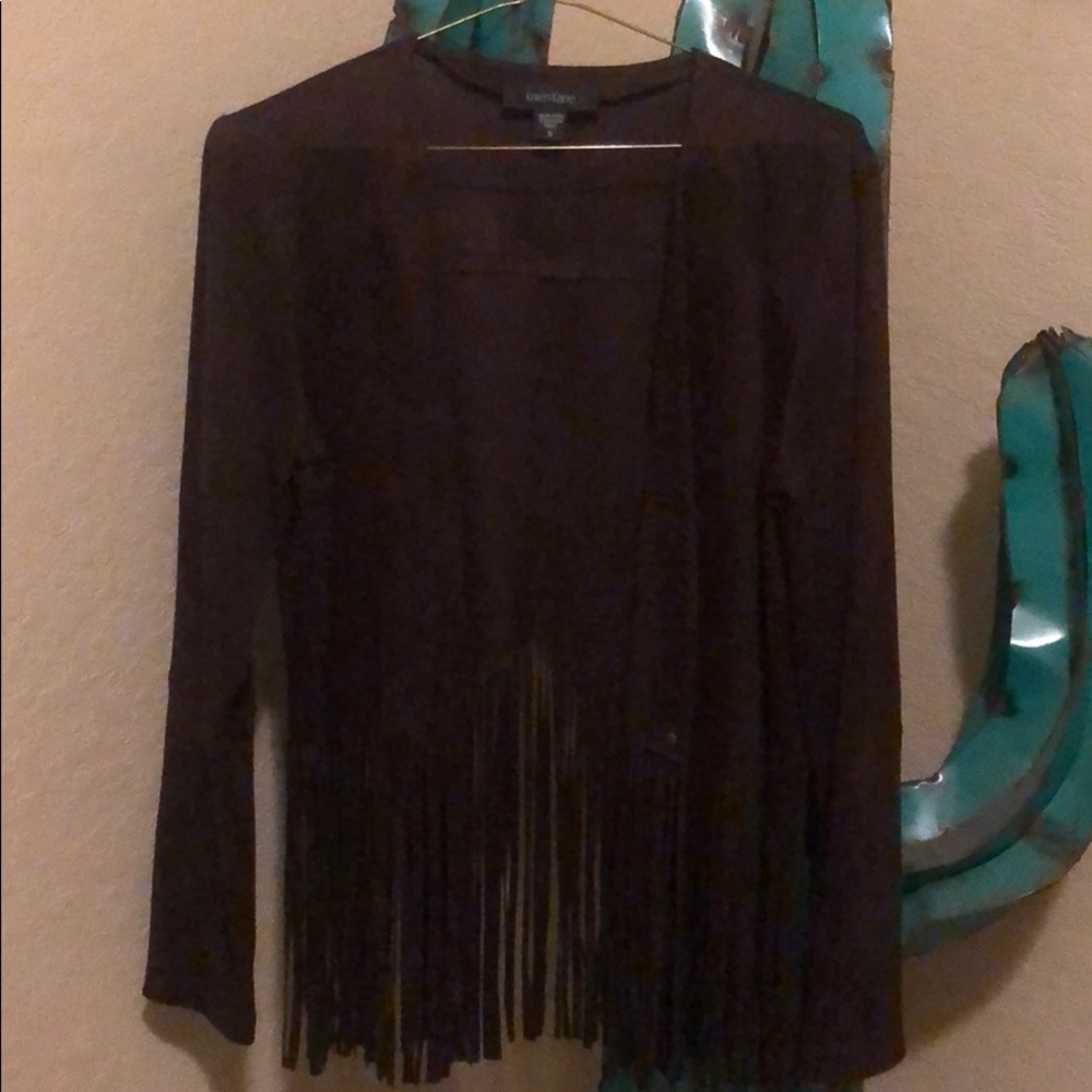 Brown Fringe Cover Up - S